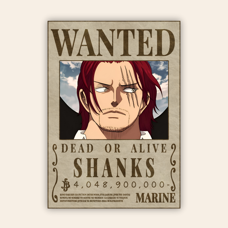 Shanks Onepiece Wanted Poster