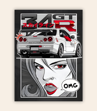 Skyline GTR R34 Metal Poster