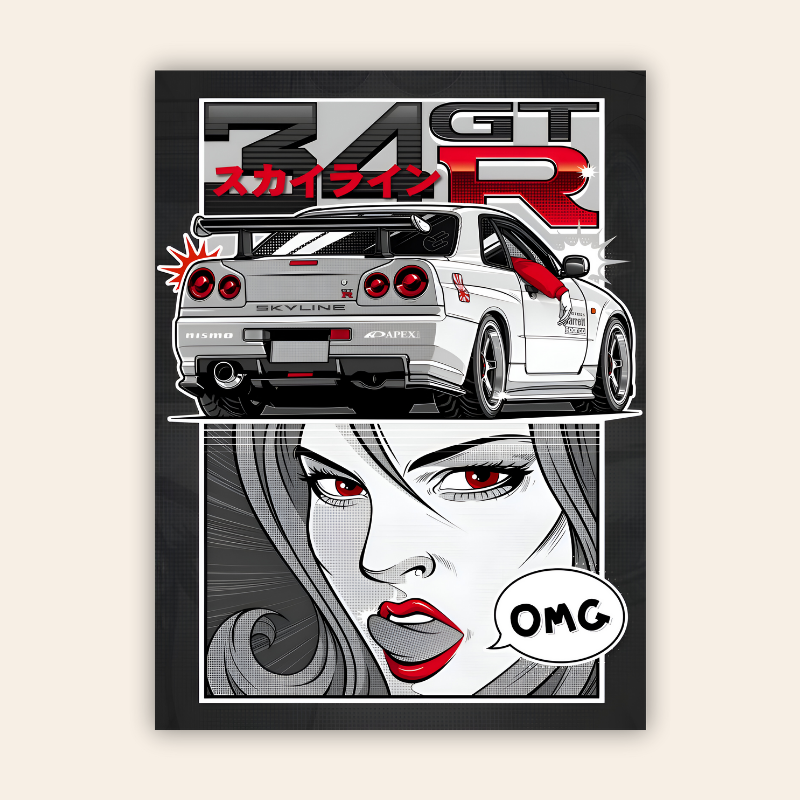 Skyline GTR R34 Metal Poster