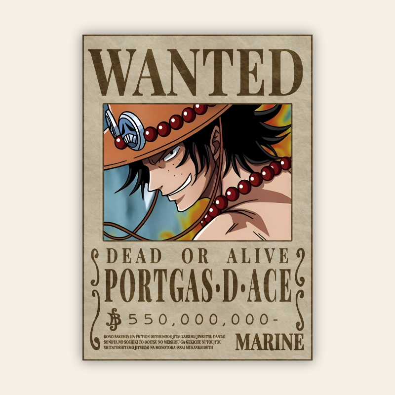 Ace Onepiece Wanted Poster