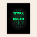 Work Hard Dream Big Motivational Metal Poster