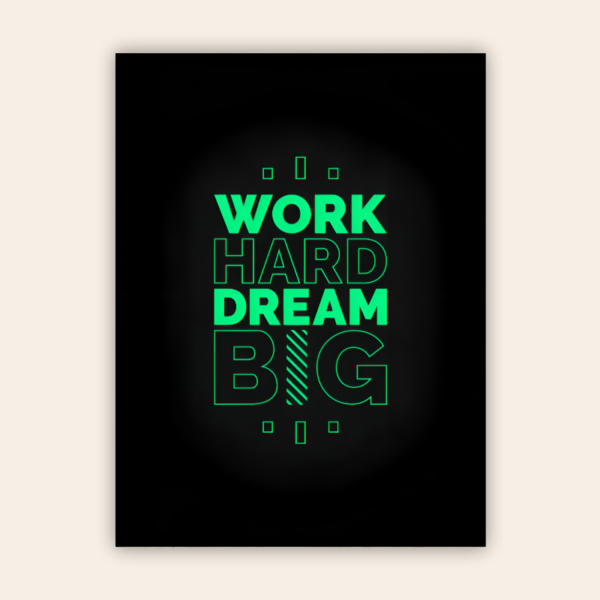 Work Hard Dream Big Motivational Metal Poster