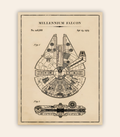 Millennium Falcon Blueprint Metal Poster