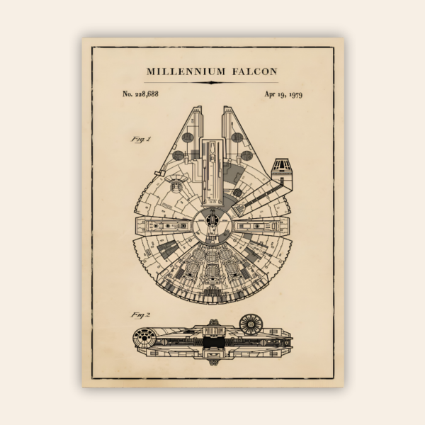 Millennium Falcon Blueprint Metal Poster